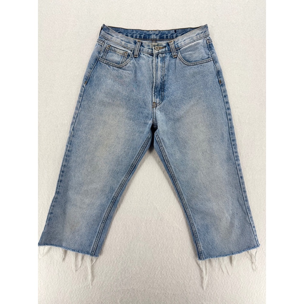 J Galt Brandy Melville Light Wash Raw Hem Denim Cropped Capri Womens Size Medium